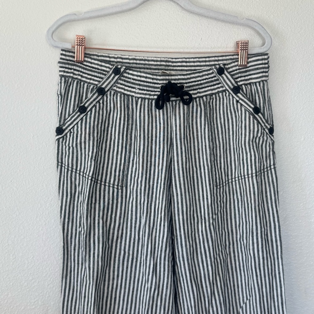 Rewind The Lounge Act Striped Linen Blend Pants Drawstring Sailor 11 30 - Picture 2 of 9